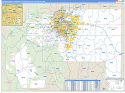 Denver-Aurora-Lakewood Metro Area Wall Map Basic Style 2026